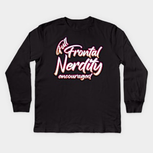 Full Frontal Nerdity purple Kids Long Sleeve T-Shirt